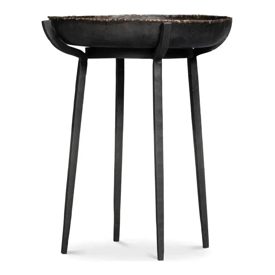 Beckham Metal Black Round End Table - LOOMLAN - Sarreid - Side Tables