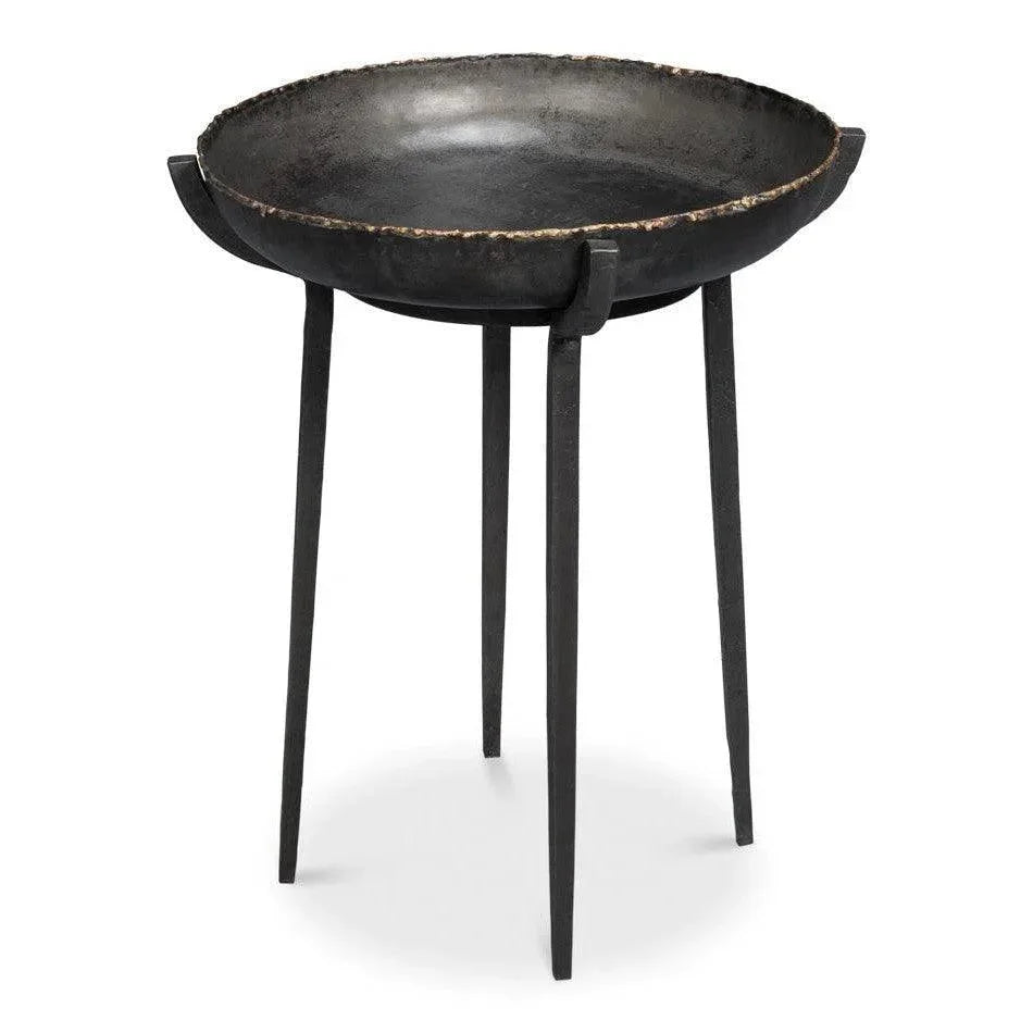 Beckham Metal Black Round End Table - LOOMLAN - Sarreid - Side Tables