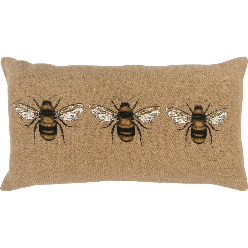 Bee Brown Lumbar Pillow With Insert - LOOMLAN - LOOMLAN - Throw Pillows