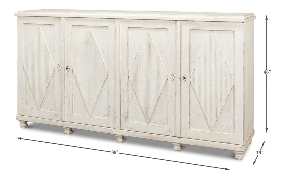 Beecher Whitewash Wooden Sideboard - LOOMLAN - Sarreid - Sideboards