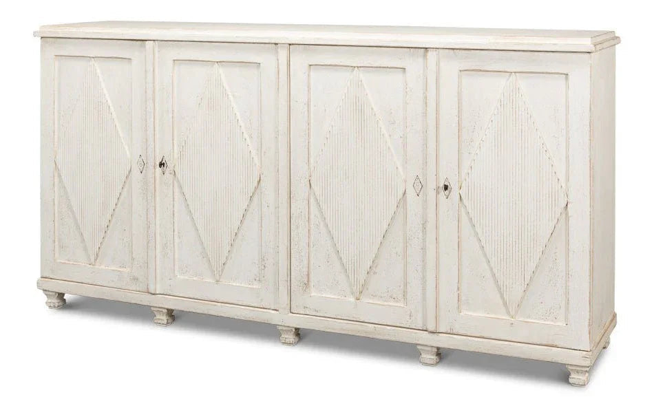 Beecher Whitewash Wooden Sideboard - LOOMLAN - Sarreid - Sideboards