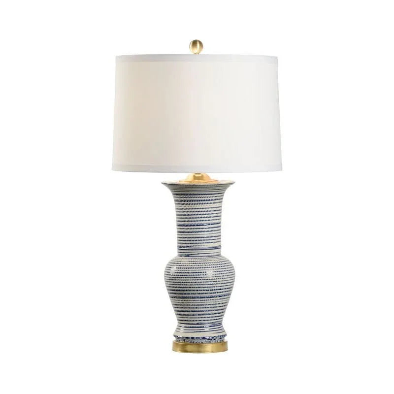 Beehive Blue Ceramic And Gold Accents Urn Table Lamp - LOOMLAN - Chelsea House - Table Lamps