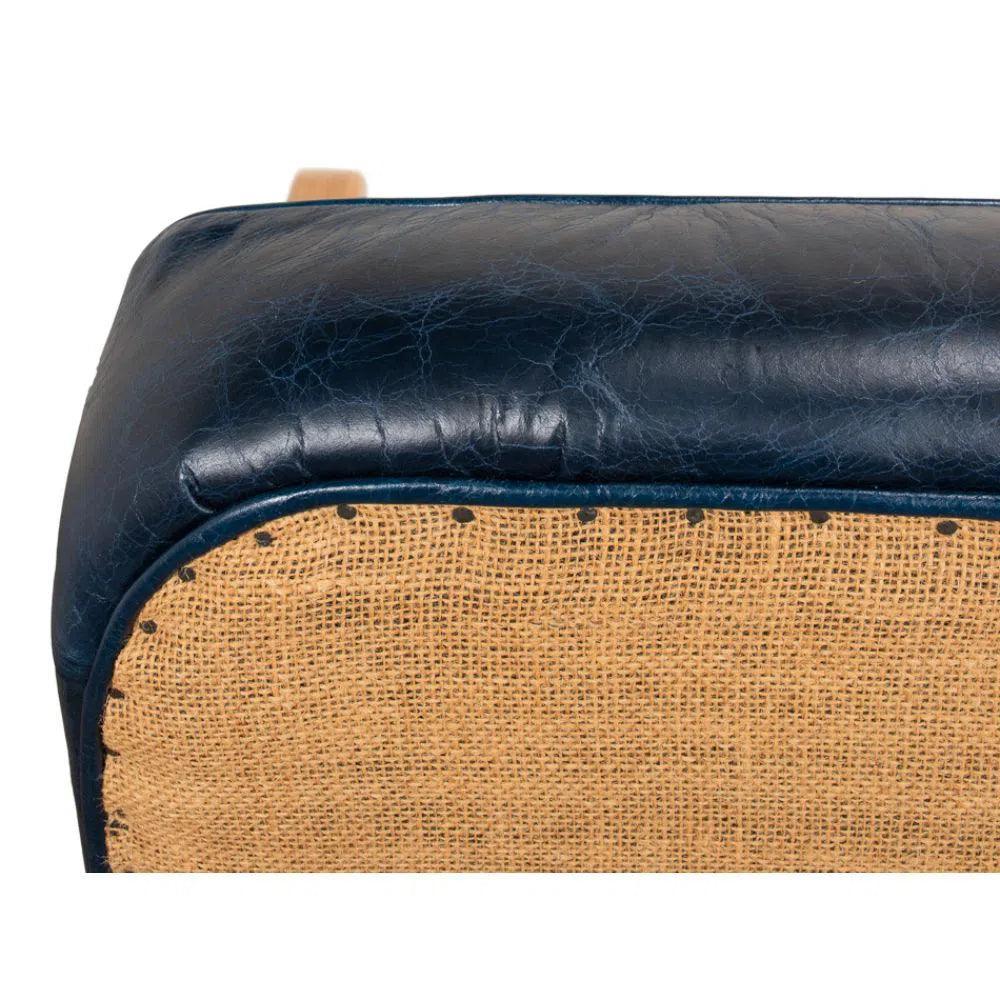 Bel - Air Accent Arm Chair Blue Leather Mid Century - LOOMLAN - Sarreid - Accent Chairs