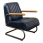Bel - Air Accent Arm Chair Blue Leather Mid Century - LOOMLAN - Sarreid - Accent Chairs