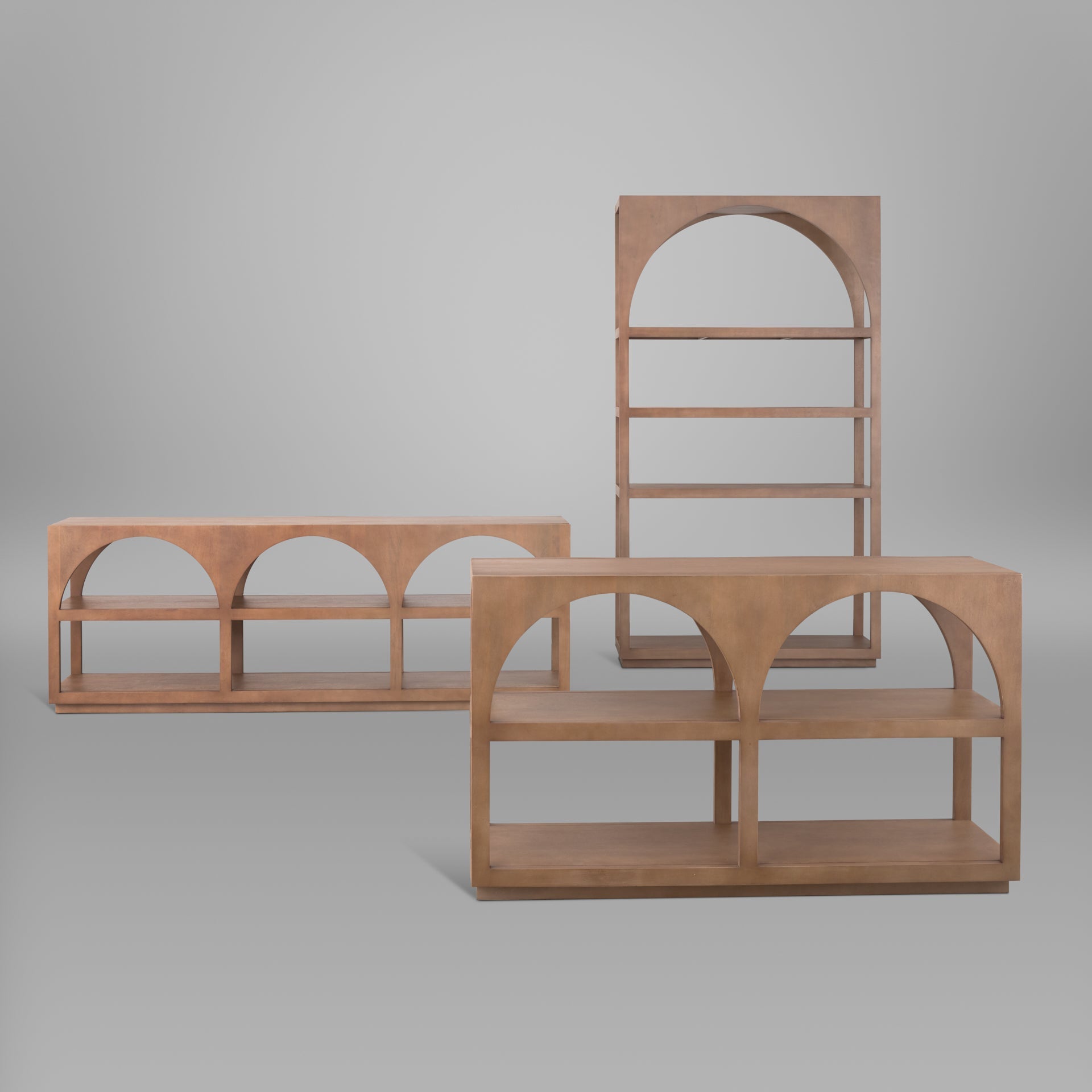 Bela Brown Wood Arched Shelving Unit-Etageres-Mercana-LOOMLAN