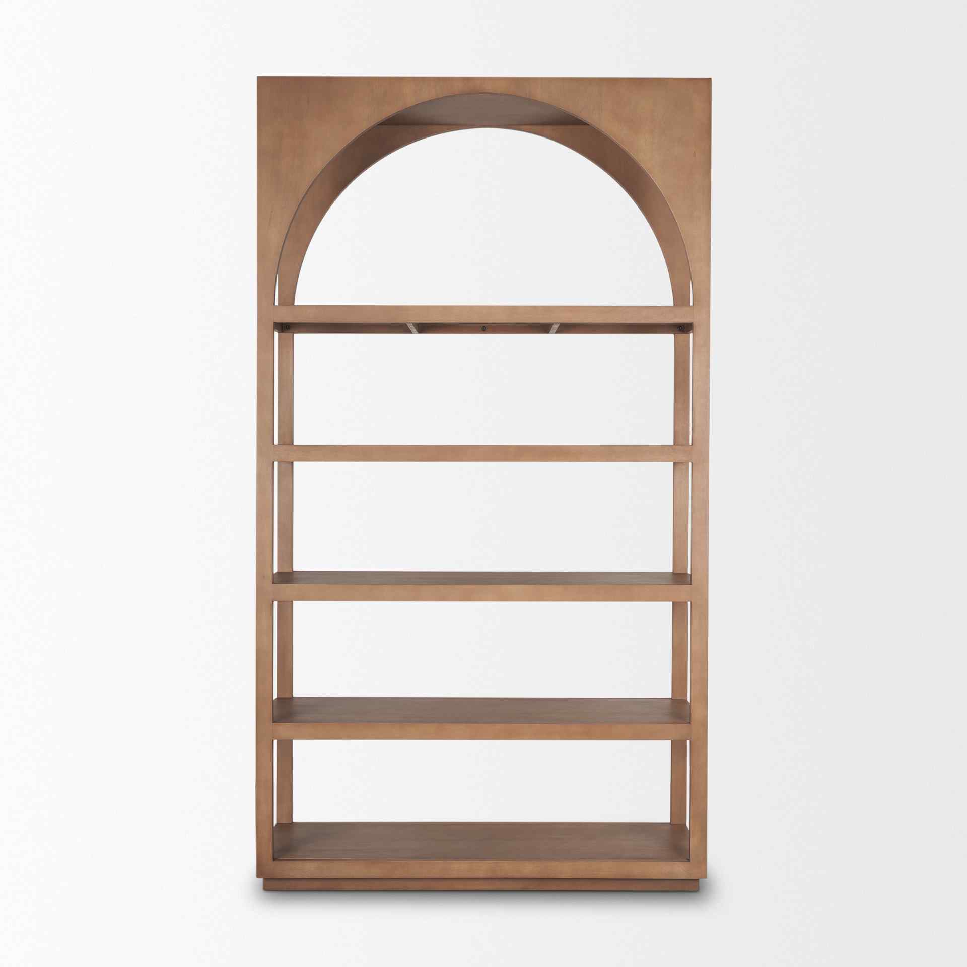 Bela Brown Wood Arched Shelving Unit-Etageres-Mercana-LOOMLAN