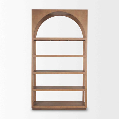 Bela Brown Wood Arched Shelving Unit-Etageres-Mercana-LOOMLAN