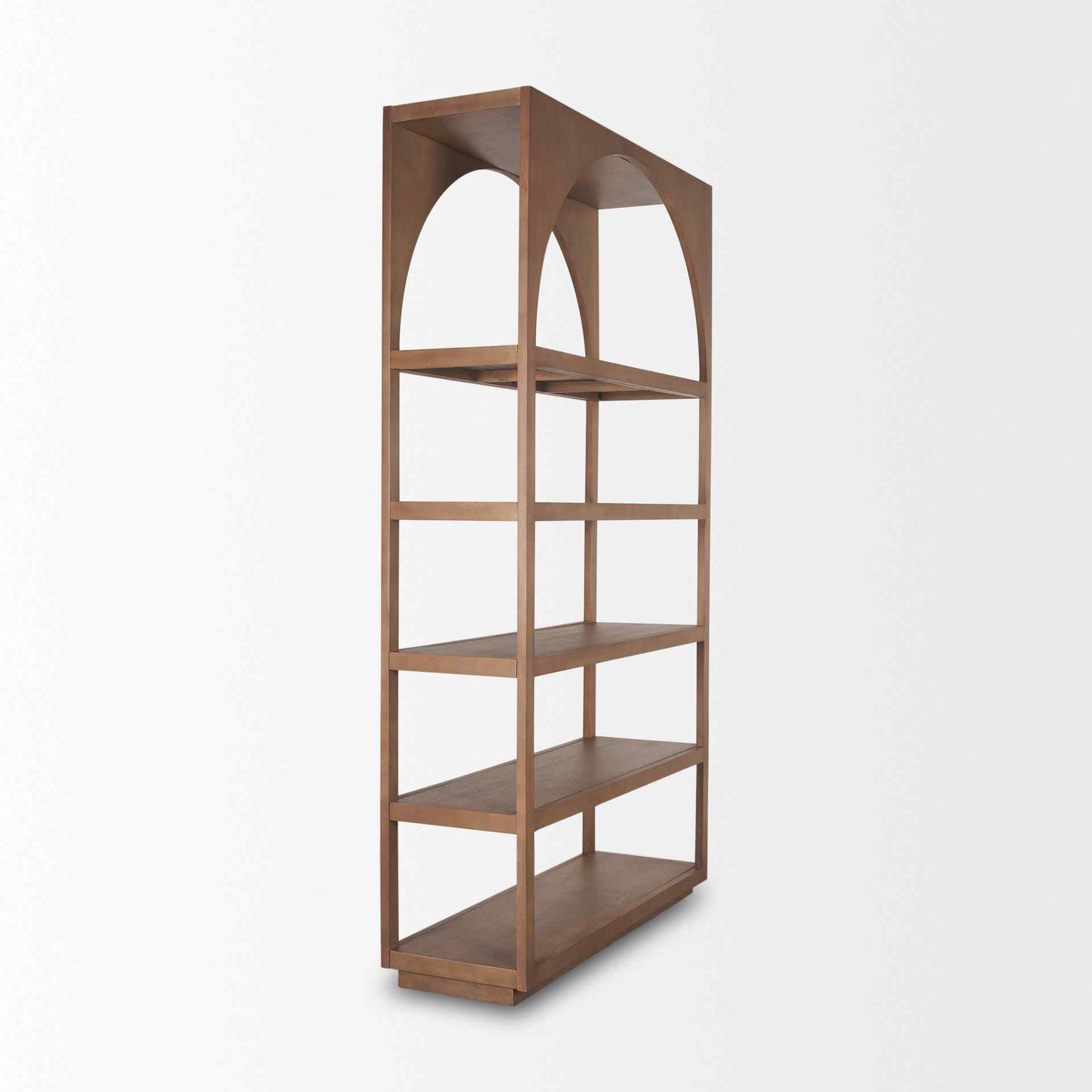 Bela Brown Wood Arched Shelving Unit-Etageres-Mercana-LOOMLAN