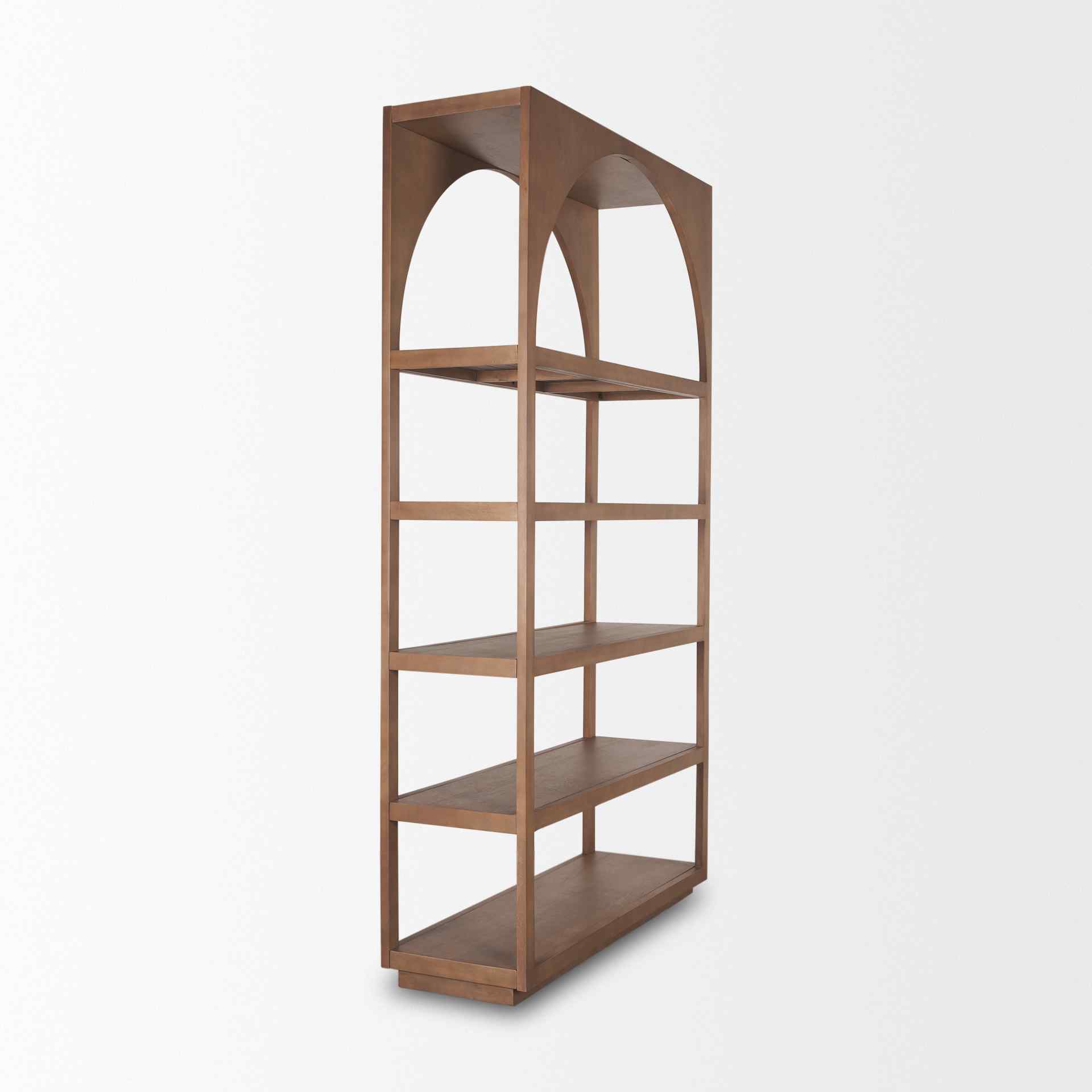 Bela Brown Wood Arched Shelving Unit-Etageres-Mercana-LOOMLAN