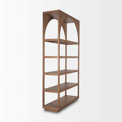 Bela Brown Wood Arched Shelving Unit-Etageres-Mercana-LOOMLAN