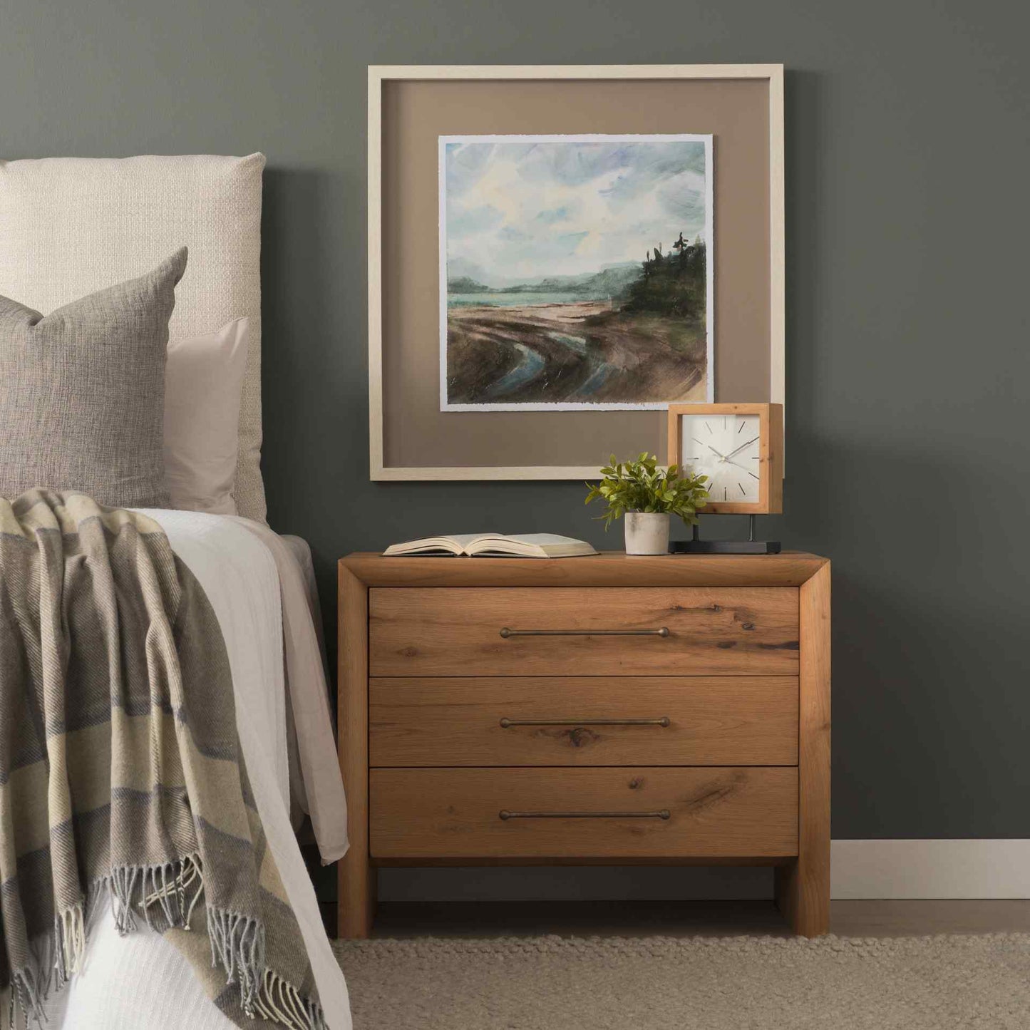 Belford Three Drawers Wooden Nightstand