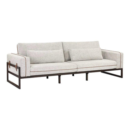 Belinda Sofa - Rhapsody Greige Leather Piping - LOOMLAN - SUNPAN - Sofas & Loveseats