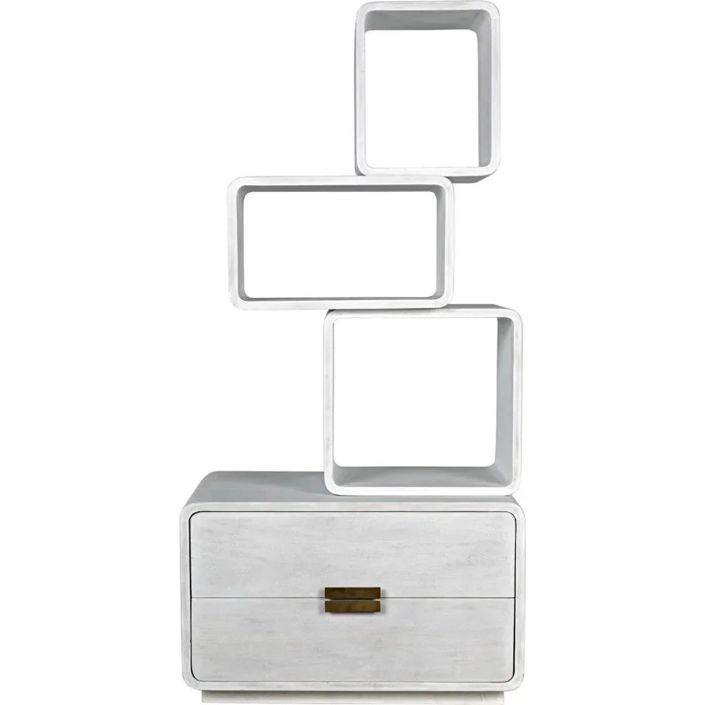 Belini Two Drawers White Etagere-Etageres-Noir-LOOMLAN