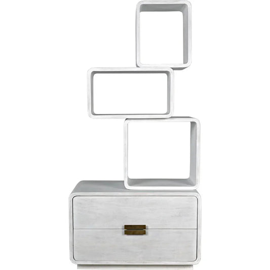 Belini Two Drawers White Etagere-Etageres-Noir-LOOMLAN