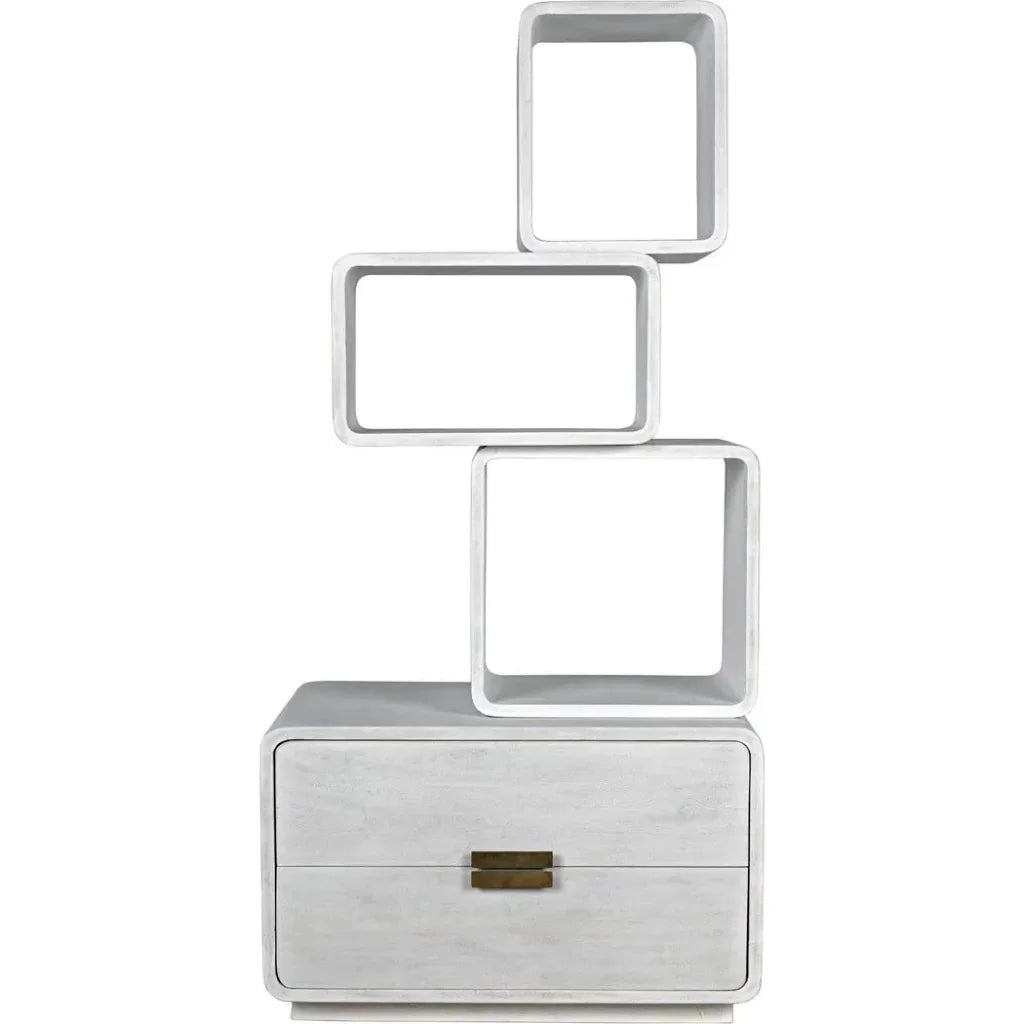 Belini Two Drawers White Etagere-Etageres-Noir-LOOMLAN