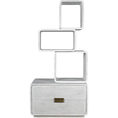 Belini Two Drawers White Etagere-Etageres-Noir-LOOMLAN