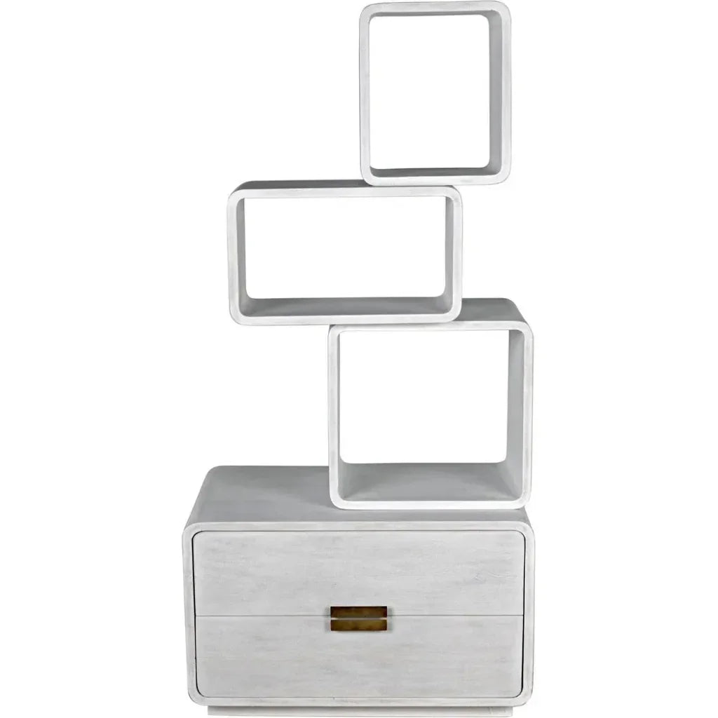 Belini Two Drawers White Etagere-Etageres-Noir-LOOMLAN
