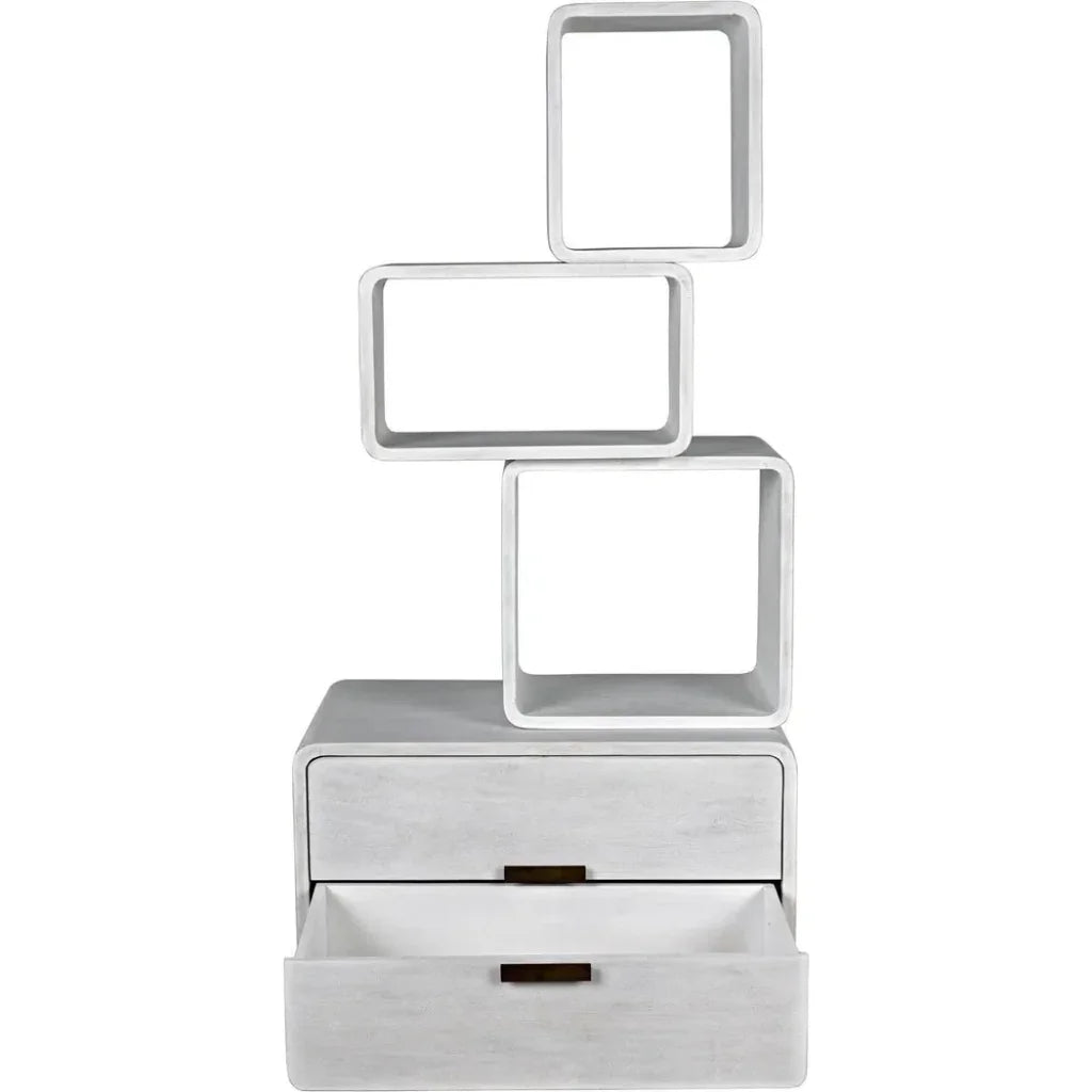Belini Two Drawers White Etagere-Etageres-Noir-LOOMLAN