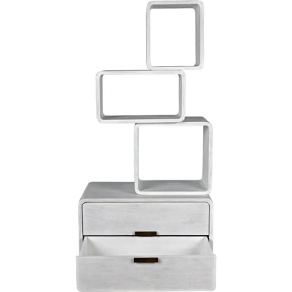 Belini Two Drawers White Etagere-Etageres-Noir-LOOMLAN