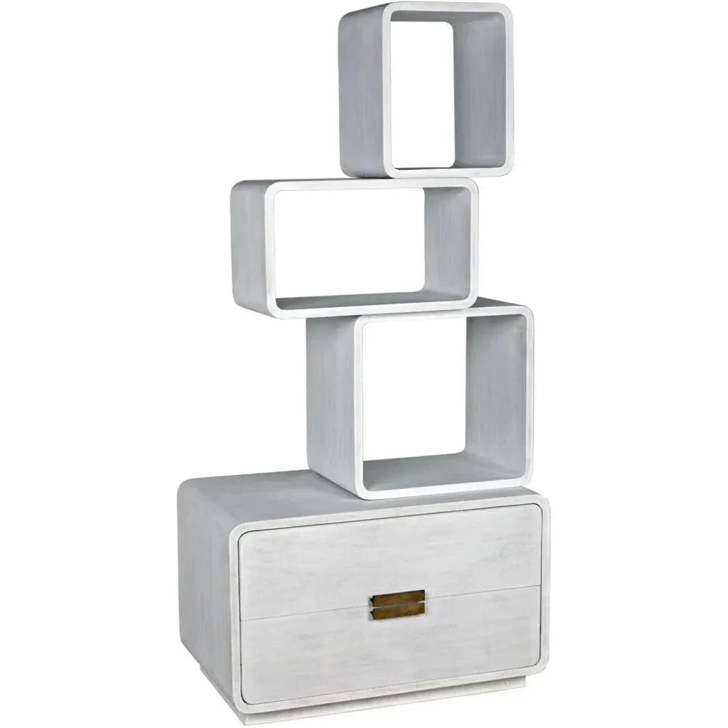 Belini Two Drawers White Etagere-Etageres-Noir-LOOMLAN