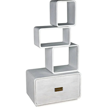Belini Two Drawers White Etagere-Etageres-Noir-LOOMLAN