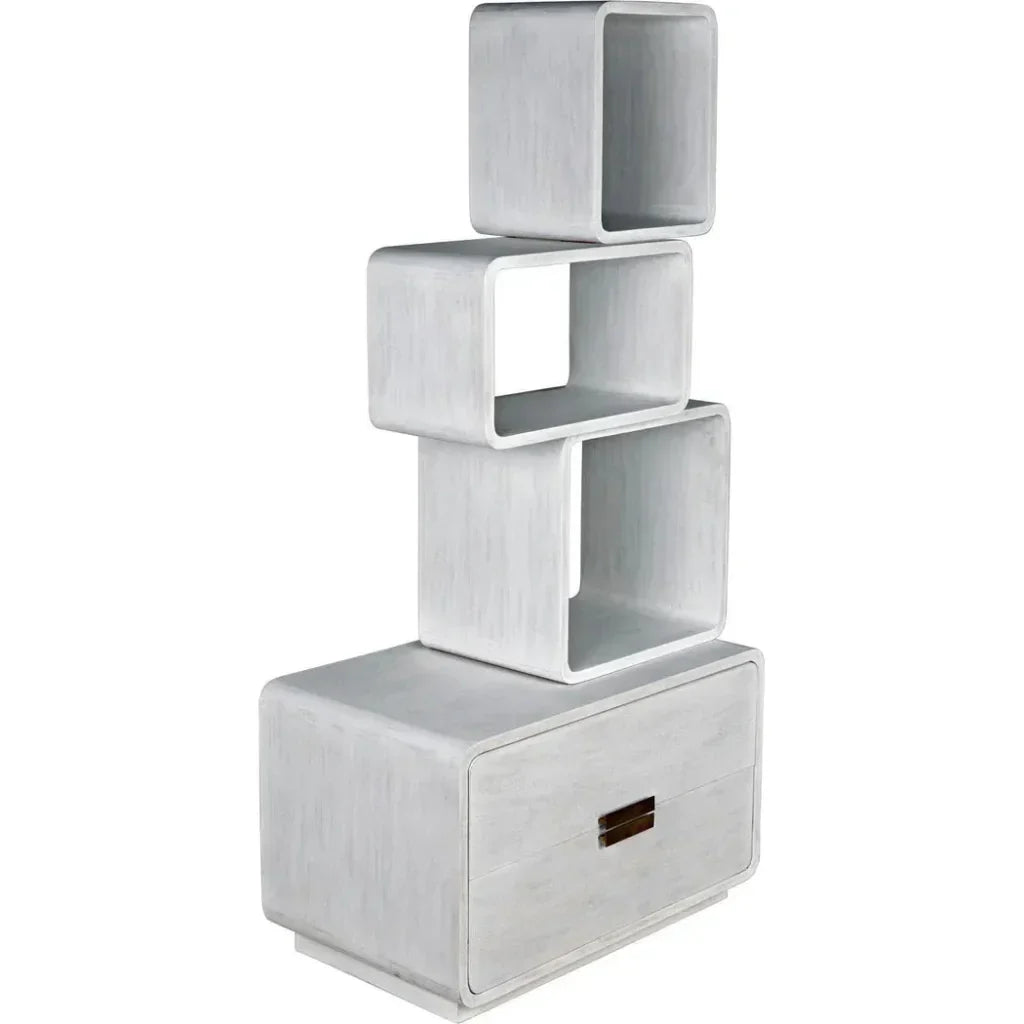 Belini Two Drawers White Etagere-Etageres-Noir-LOOMLAN