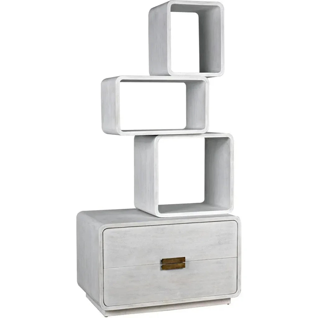 Belini Two Drawers White Etagere-Etageres-Noir-LOOMLAN