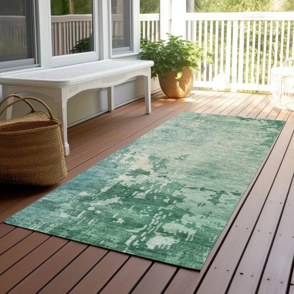 Bellatrix Green Washable Indoor - Outdoor Rug - LOOMLAN - LOOMLAN Rugs - Outdoor Rugs