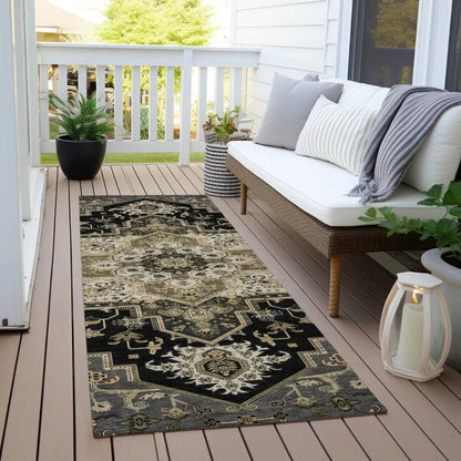 Bellaya Black Washable Indoor-Outdoor Rug-Outdoor Rugs-LOOMLAN Rugs-LOOMLAN