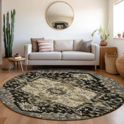 Bellaya Black Washable Indoor-Outdoor Rug-Outdoor Rugs-LOOMLAN Rugs-LOOMLAN
