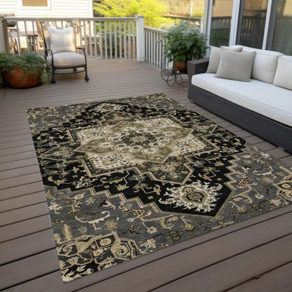 Bellaya Black Washable Indoor-Outdoor Rug-Outdoor Rugs-LOOMLAN Rugs-LOOMLAN