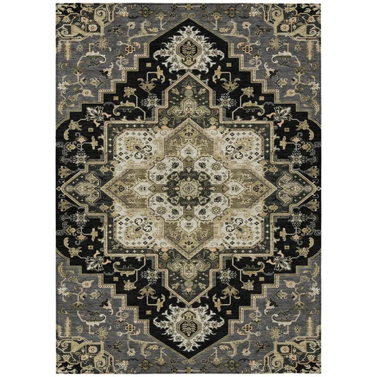 Bellaya Black Washable Indoor-Outdoor Rug-Outdoor Rugs-LOOMLAN Rugs-2'6" x 3'10"-LOOMLAN