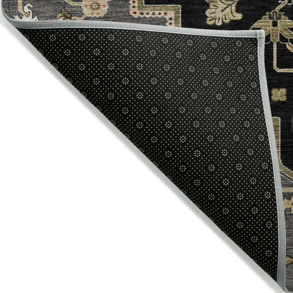 Bellaya Black Washable Indoor-Outdoor Rug-Outdoor Rugs-LOOMLAN Rugs-LOOMLAN