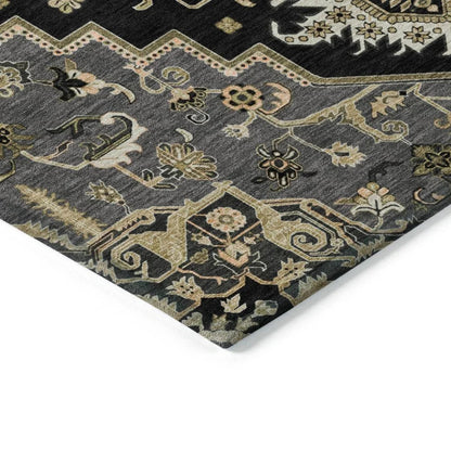 Bellaya Black Washable Indoor-Outdoor Rug-Outdoor Rugs-LOOMLAN Rugs-LOOMLAN
