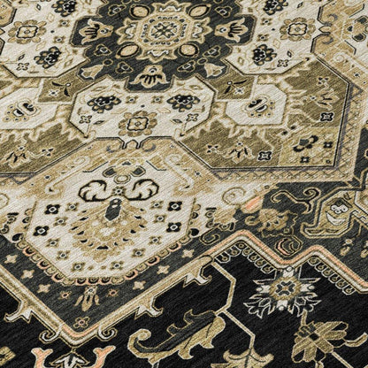 Bellaya Black Washable Indoor-Outdoor Rug-Outdoor Rugs-LOOMLAN Rugs-LOOMLAN