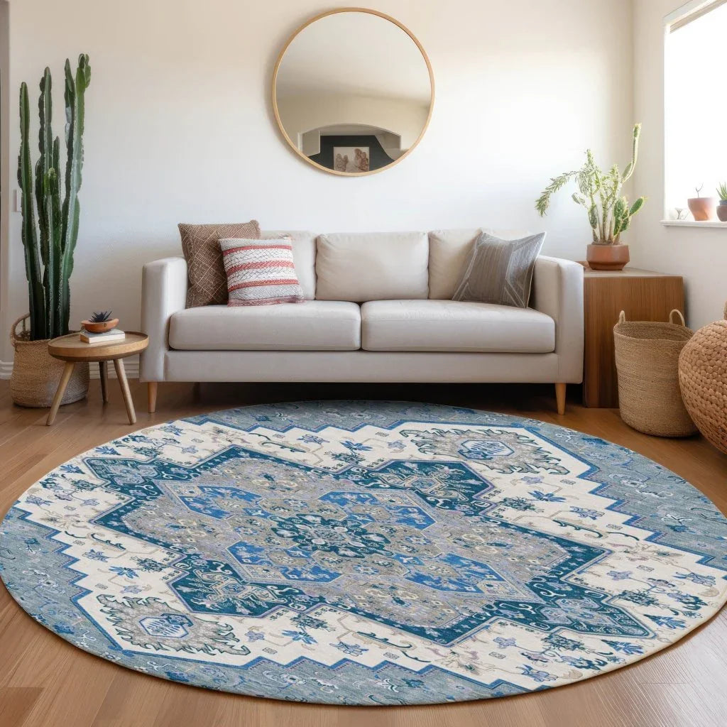 Bellaya Blue Washable Indoor-Outdoor Rug-Outdoor Rugs-LOOMLAN Rugs-LOOMLAN