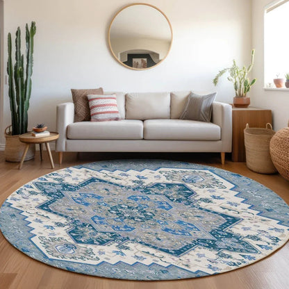 Bellaya Blue Washable Indoor-Outdoor Rug-Outdoor Rugs-LOOMLAN Rugs-LOOMLAN
