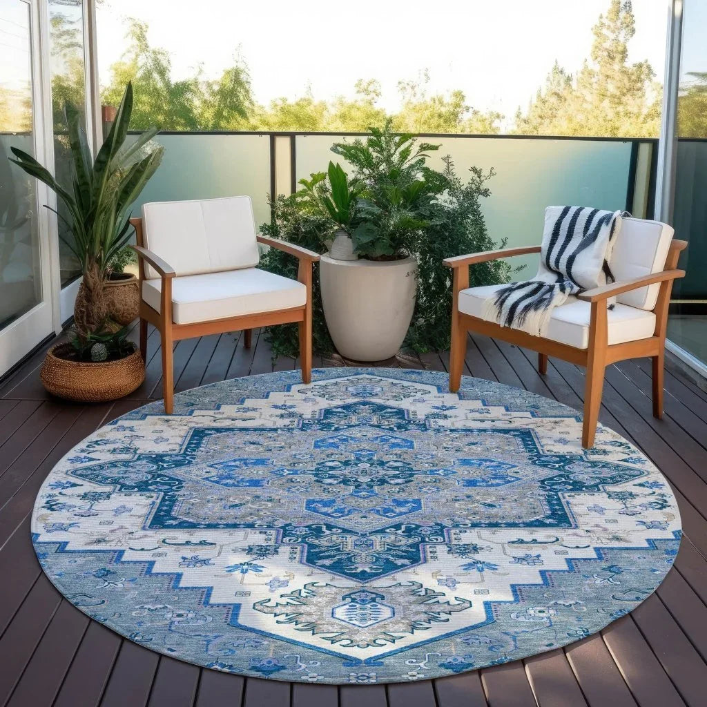 Bellaya Blue Washable Indoor-Outdoor Rug-Outdoor Rugs-LOOMLAN Rugs-LOOMLAN