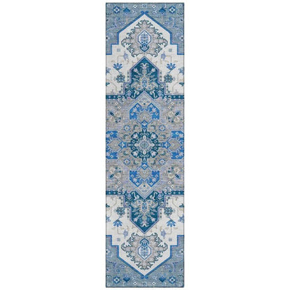 Bellaya Blue Washable Indoor-Outdoor Rug-Outdoor Rugs-LOOMLAN Rugs-2'3" x 7'6"-LOOMLAN