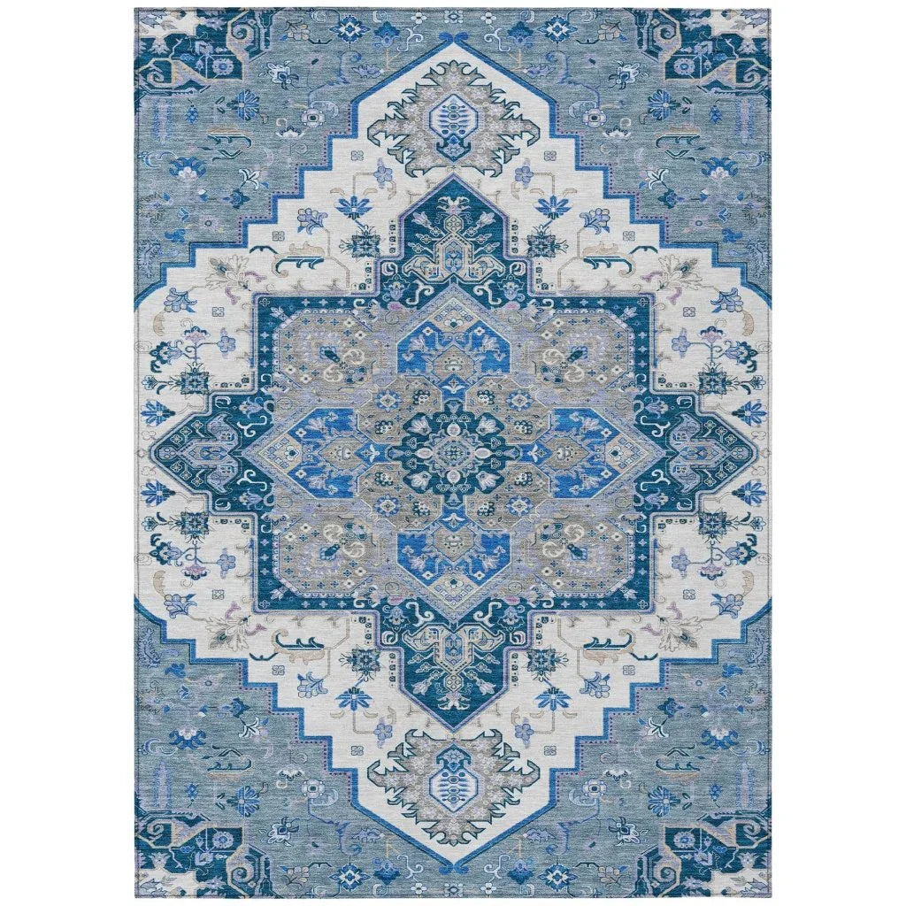 Bellaya Blue Washable Indoor-Outdoor Rug-Outdoor Rugs-LOOMLAN Rugs-2'6" x 3'10"-LOOMLAN