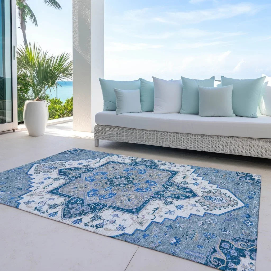 Bellaya Blue Washable Indoor-Outdoor Rug-Outdoor Rugs-LOOMLAN Rugs-LOOMLAN
