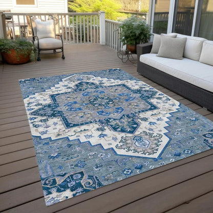 Bellaya Blue Washable Indoor-Outdoor Rug-Outdoor Rugs-LOOMLAN Rugs-LOOMLAN