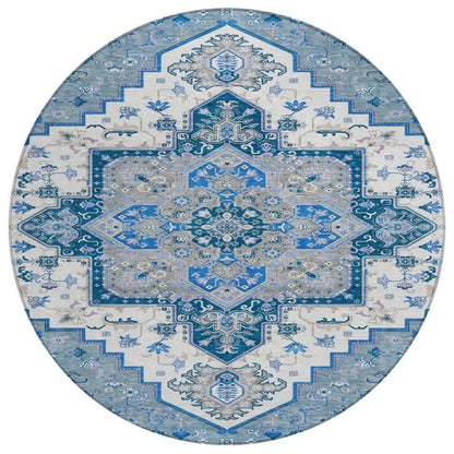 Bellaya Blue Washable Indoor-Outdoor Rug-Outdoor Rugs-LOOMLAN Rugs-8' x 8'-LOOMLAN