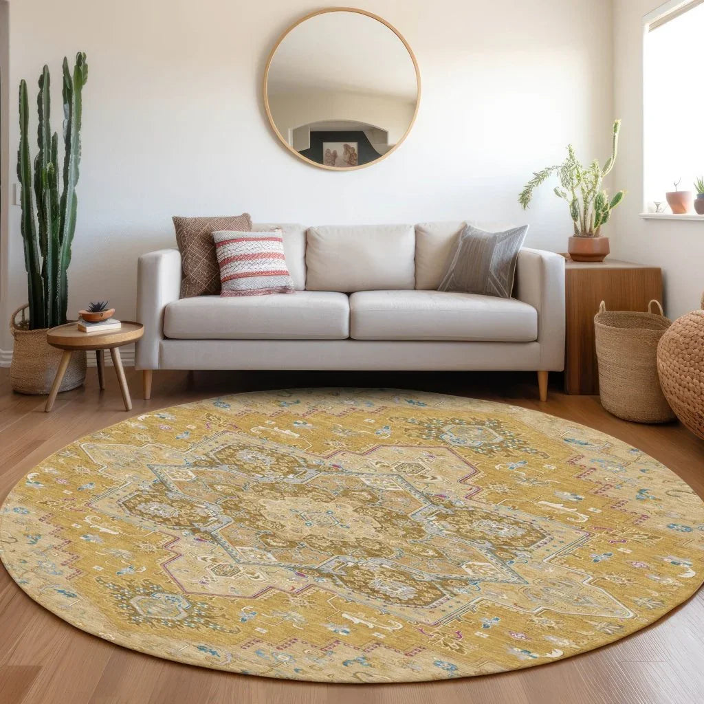 Bellaya Gold Washable Indoor-Outdoor Rug-Outdoor Rugs-LOOMLAN Rugs-LOOMLAN