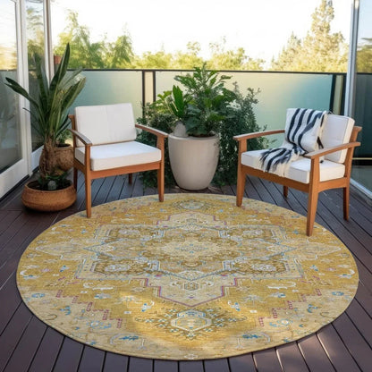Bellaya Gold Washable Indoor-Outdoor Rug-Outdoor Rugs-LOOMLAN Rugs-LOOMLAN