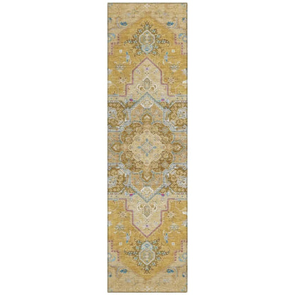 Bellaya Gold Washable Indoor-Outdoor Rug-Outdoor Rugs-LOOMLAN Rugs-2'3" x 7'6"-LOOMLAN