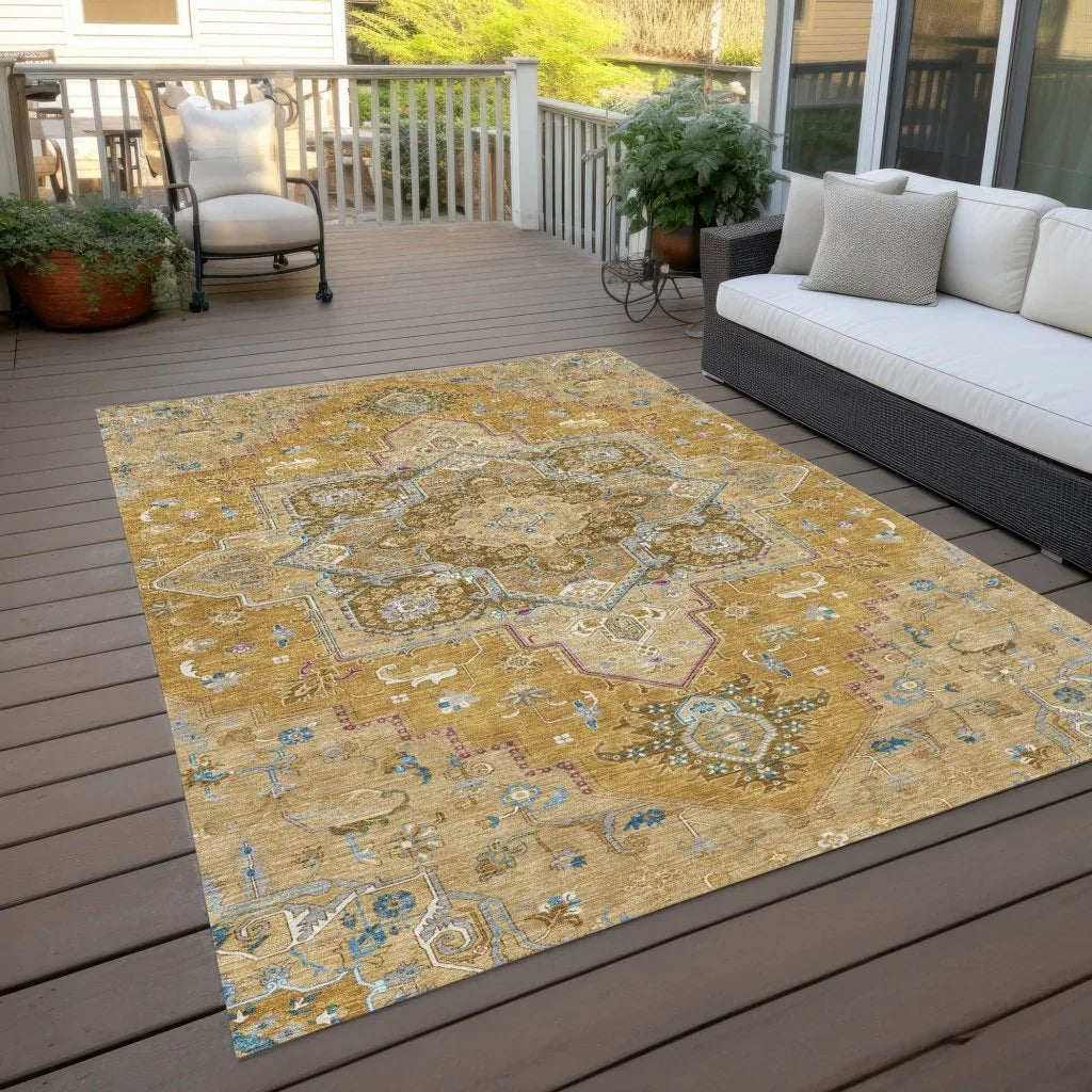 Bellaya Gold Washable Indoor-Outdoor Rug-Outdoor Rugs-LOOMLAN Rugs-LOOMLAN