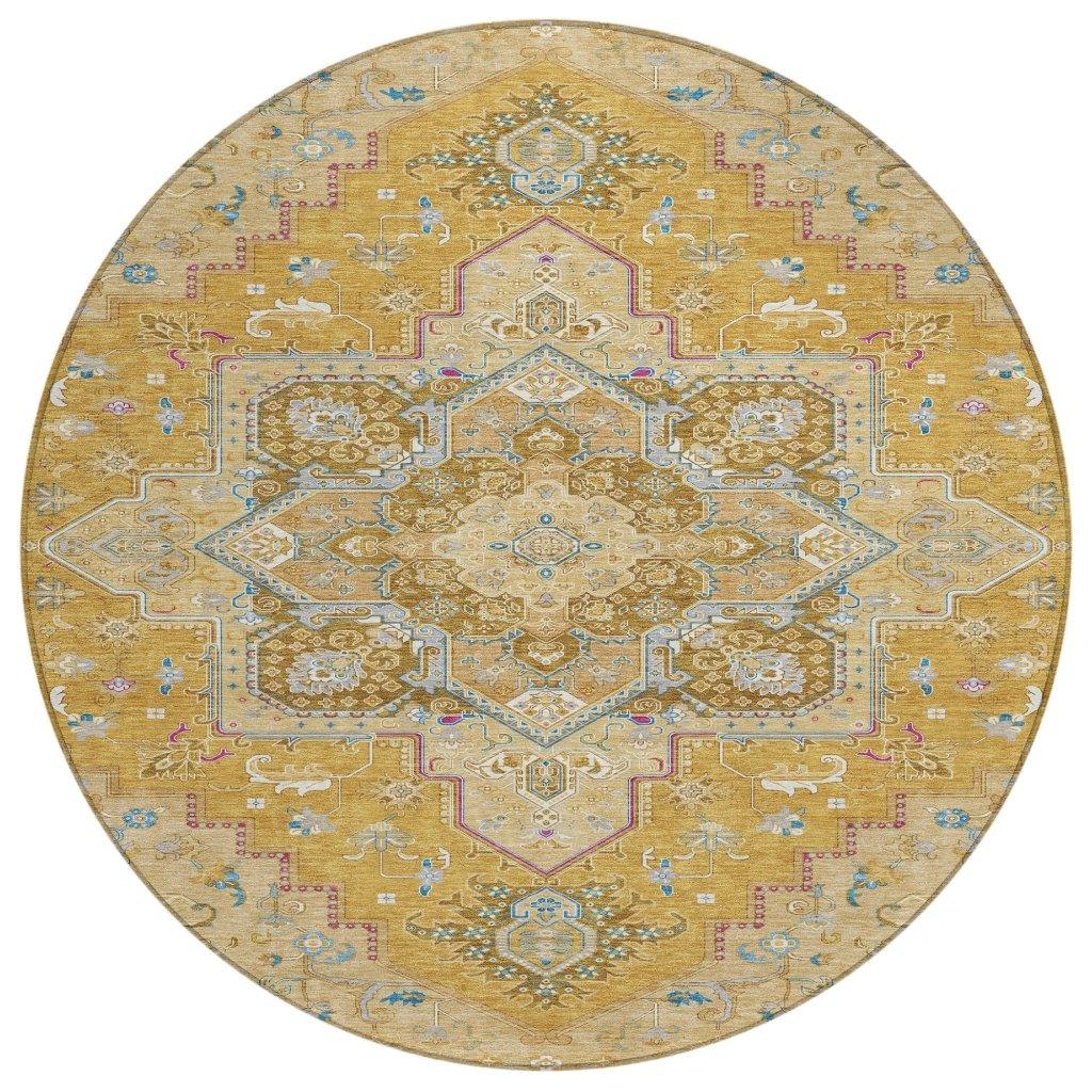 Bellaya Gold Washable Indoor-Outdoor Rug-Outdoor Rugs-LOOMLAN Rugs-8' x 8'-LOOMLAN