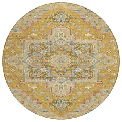 Bellaya Gold Washable Indoor-Outdoor Rug-Outdoor Rugs-LOOMLAN Rugs-8' x 8'-LOOMLAN