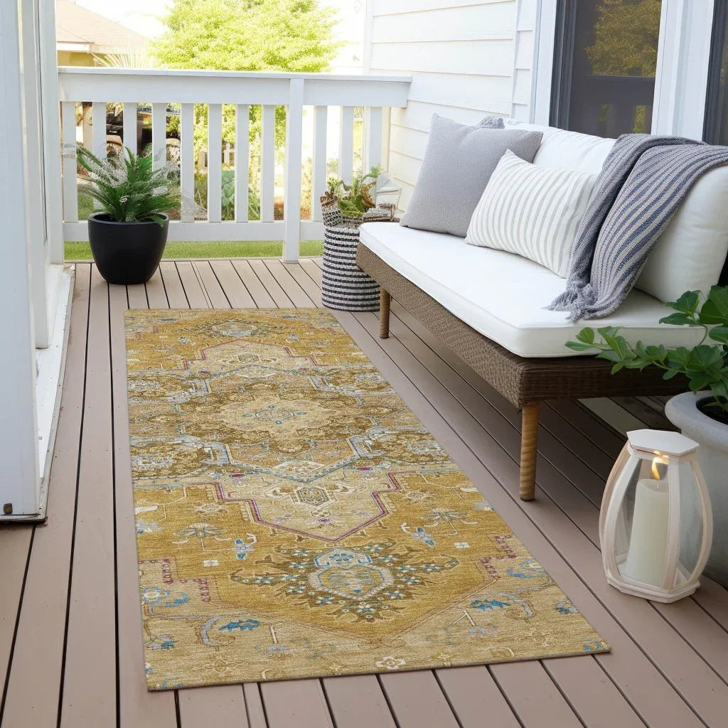 Bellaya Gold Washable Indoor-Outdoor Rug-Outdoor Rugs-LOOMLAN Rugs-LOOMLAN